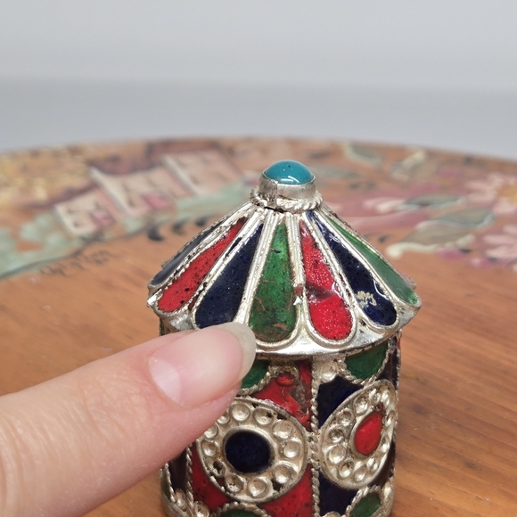 Antique‎ Berber Kabyle Moroccan Enameled Pill Boxes Folk Art Filigree Silver - Picture 14 of 17